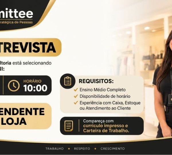 Di Santinni convoca para entrevistaa presencial Atendente de Loja -🎯Comparecer dia 08/10; Confira os Detalhes